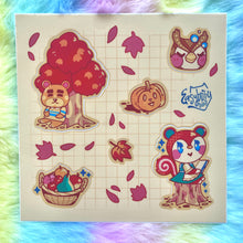 Load image into Gallery viewer, Fall Animals 5x5in Sticker Sheet