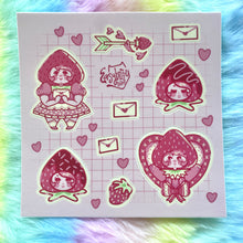 Load image into Gallery viewer, Strawberry Girl 5x5in Sticker Sheet