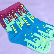 Load image into Gallery viewer, Dawn Cityscape Crew Cut Socks