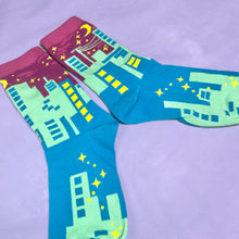 Load image into Gallery viewer, Dawn Cityscape Crew Cut Socks