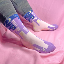 Load image into Gallery viewer, Dusk Cityscape Crew Cut Socks