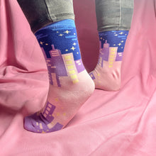 Load image into Gallery viewer, Dusk Cityscape Crew Cut Socks