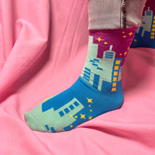 Load image into Gallery viewer, Dawn Cityscape Crew Cut Socks
