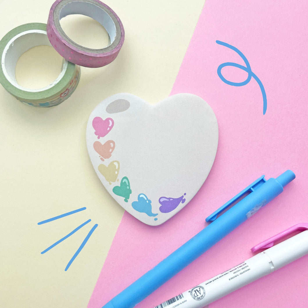 Paint Palette Heart Shaped Sticky Notes