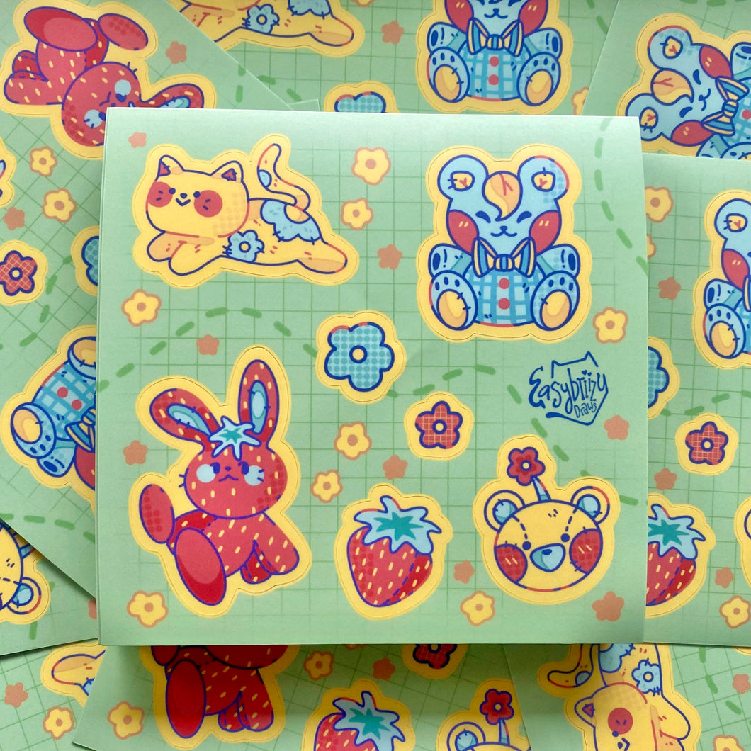 Plushie Animals 5x5in Sticker Sheet