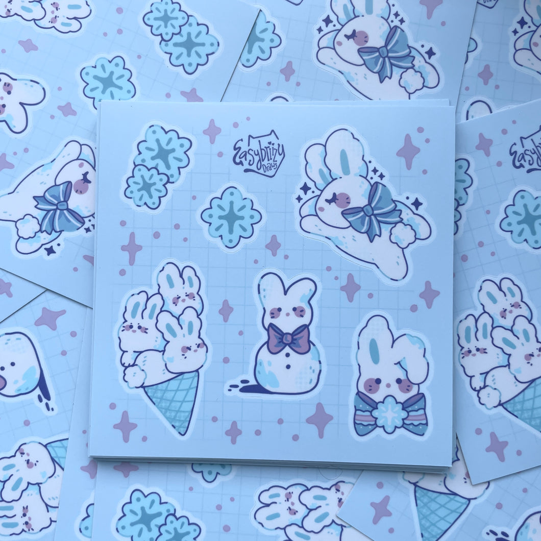 Snow Bunnies 5x5in Sticker Sheet
