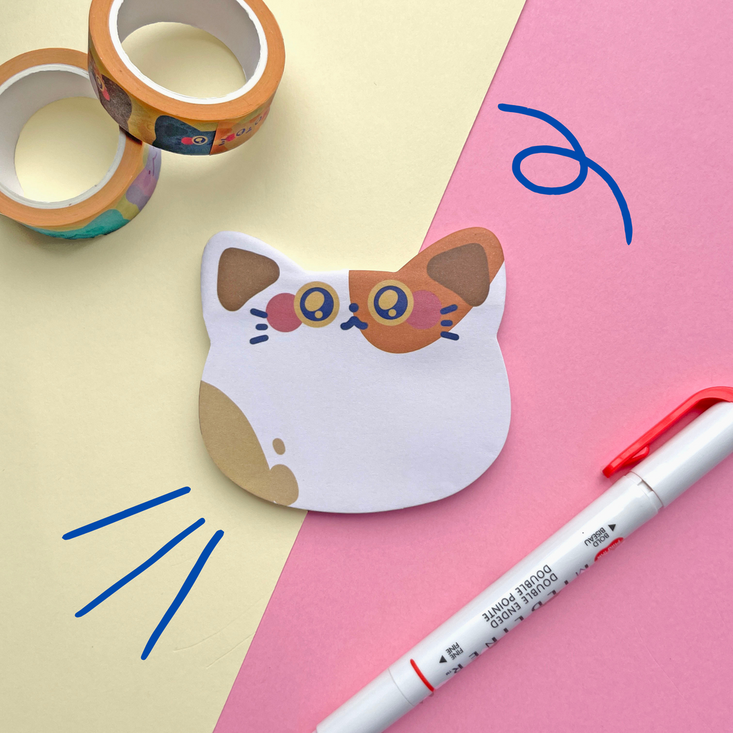 Baby Calico Cat Shaped Sticky Notes
