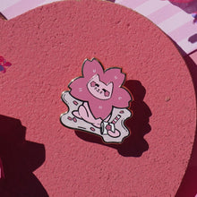 Load image into Gallery viewer, Pearlescent Sakura Catpuccino Enamel Pin
